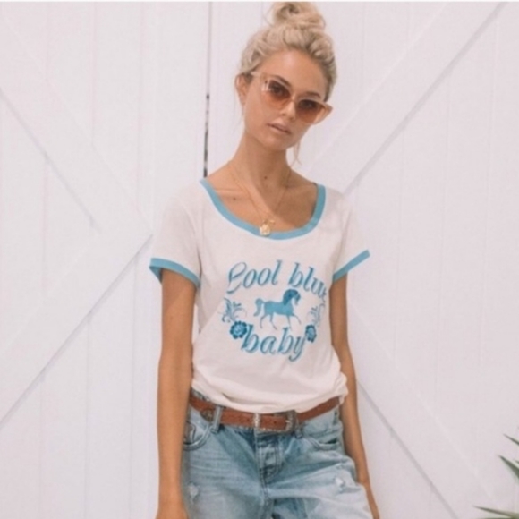 NWT UFT Spell & the Gypsy Cool Blue baby Tee XS - Picture 4 of 8